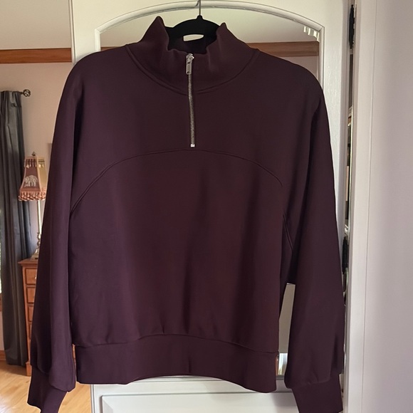 GAP Quarter-Zip Pullover Deep Plum Large Petite - Picture 3 of 11